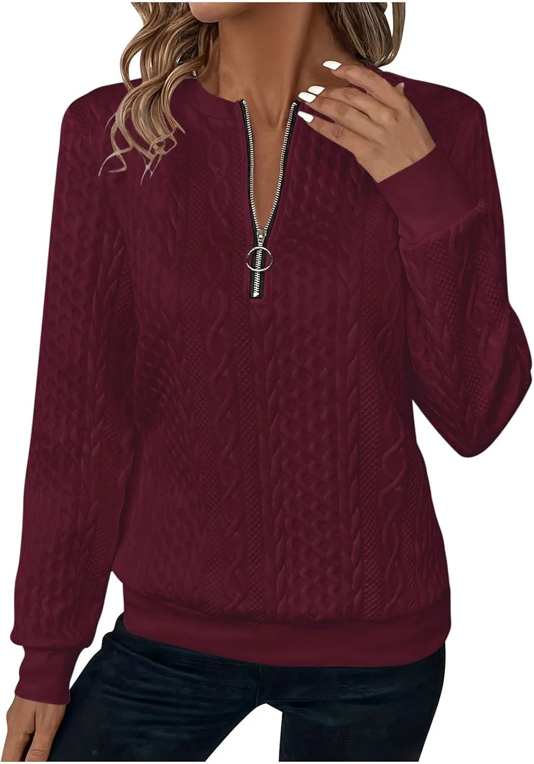 

Женский полузастегивающийся стеганый свитшот с длинным рукавом kuweot