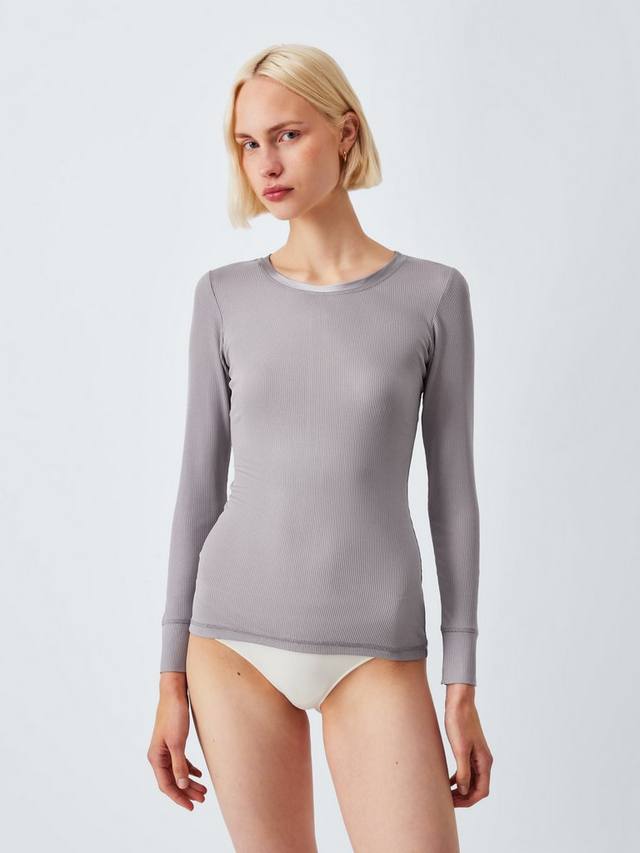 

Рибленый термобелье из шелка с длинными рукавами John Lewis, Grey