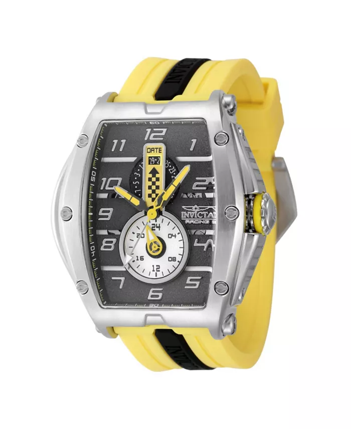 

Мужские часы Invicta Racing Quartz 47383, многофункциональные, с черным, серебристым и желтым циферблатом, желтый