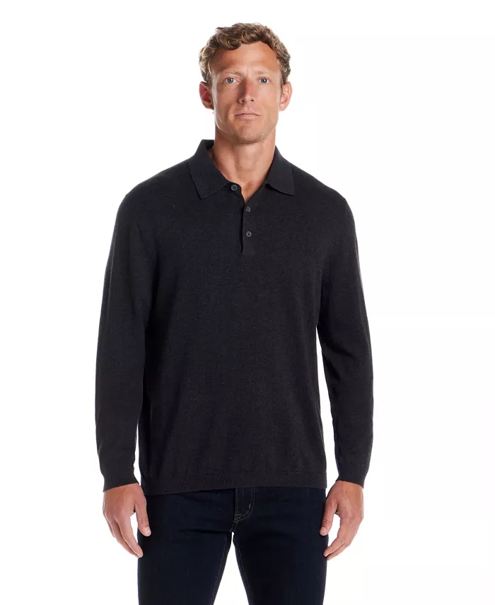 

Мужской свитер-поло из хлопка и кашемира с длинным рукавом Weatherproof Vintage, серый