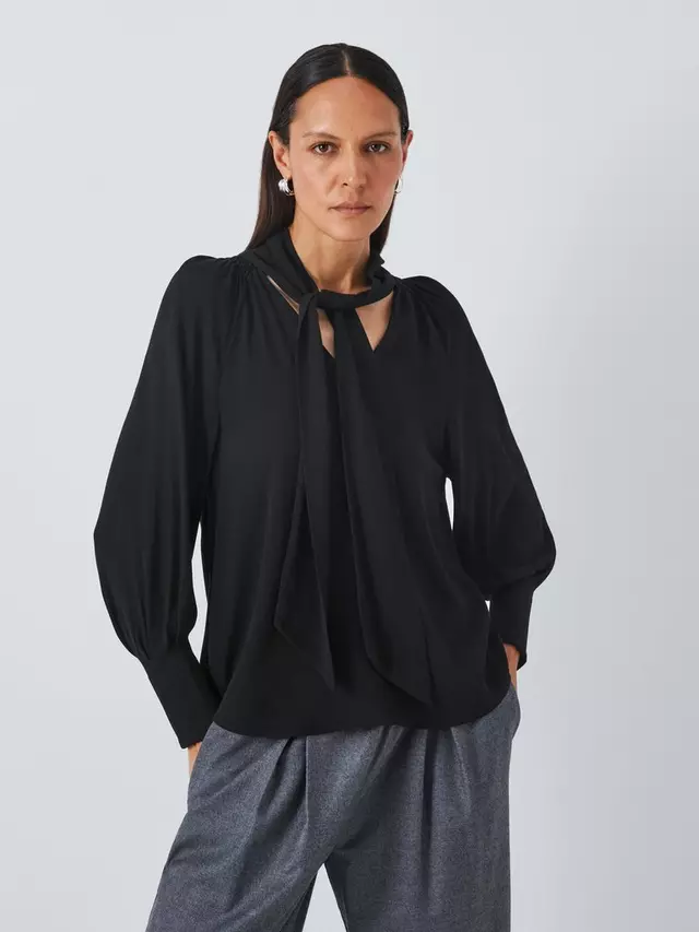 

Блуза John Lewis Crepe Tie Neck, черный