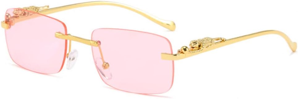 

Винтажные квадратные солнцезащитные очки без оправы для женщин и мужчин, роскошные дизайнерские, популярные, для путешествий и вождения, металлические, с леопардовым принтом, защита от ультрафиолета UV400 generic, Gold Pink