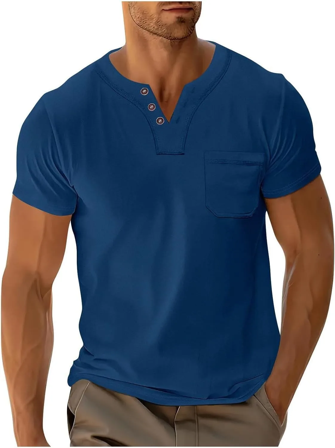 

Мужская футболка-поло с карманом, короткий рукав, V-образный вырез Sdeycui