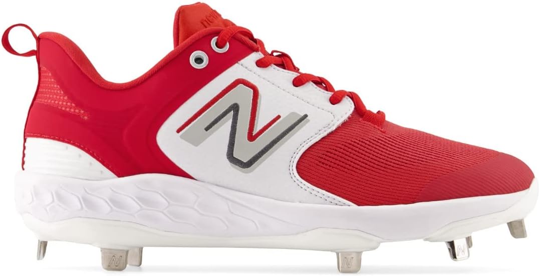Бейсбольные кроссовки New Balance Fresh Foam X 3000 V6 для мужчин, металлические, белый/красный — фото 2