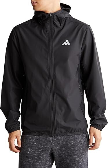 Куртка тренажерный зал тренировочные 3 полоски ветровка азиатские размеры Adidas, черный — фото 3