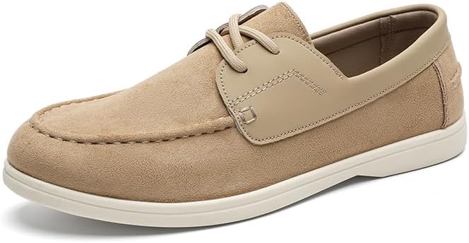 

Мужские повседневные лодочные туфли, мокасины на шнуровке, замшевая кожа, бежевый/хаки Generic