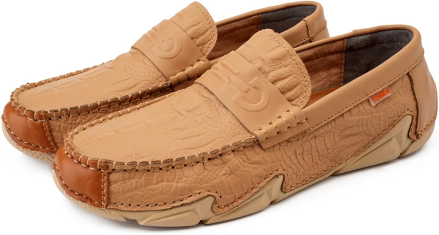 

Мужские текстурированные лоферы с тиснением, стильные повседневные слипоны- идеально подходят для ежедневных дел, встреч на выходных и городских поездок Aokisx, коричневый