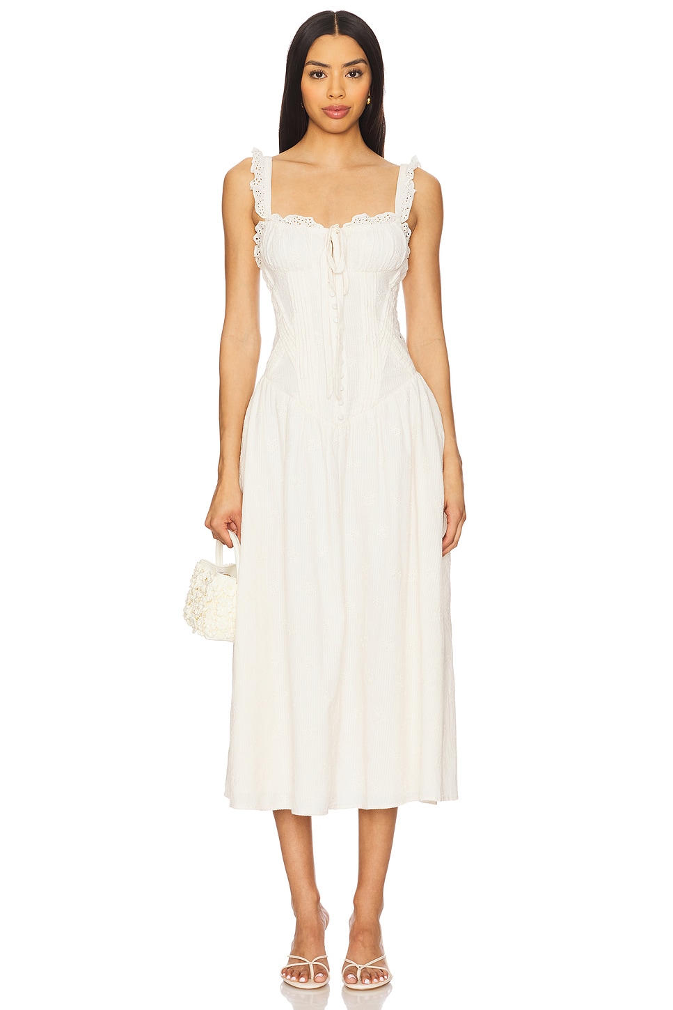 

Платье миди из поплина "Baby daisy" For Love & Lemons, white