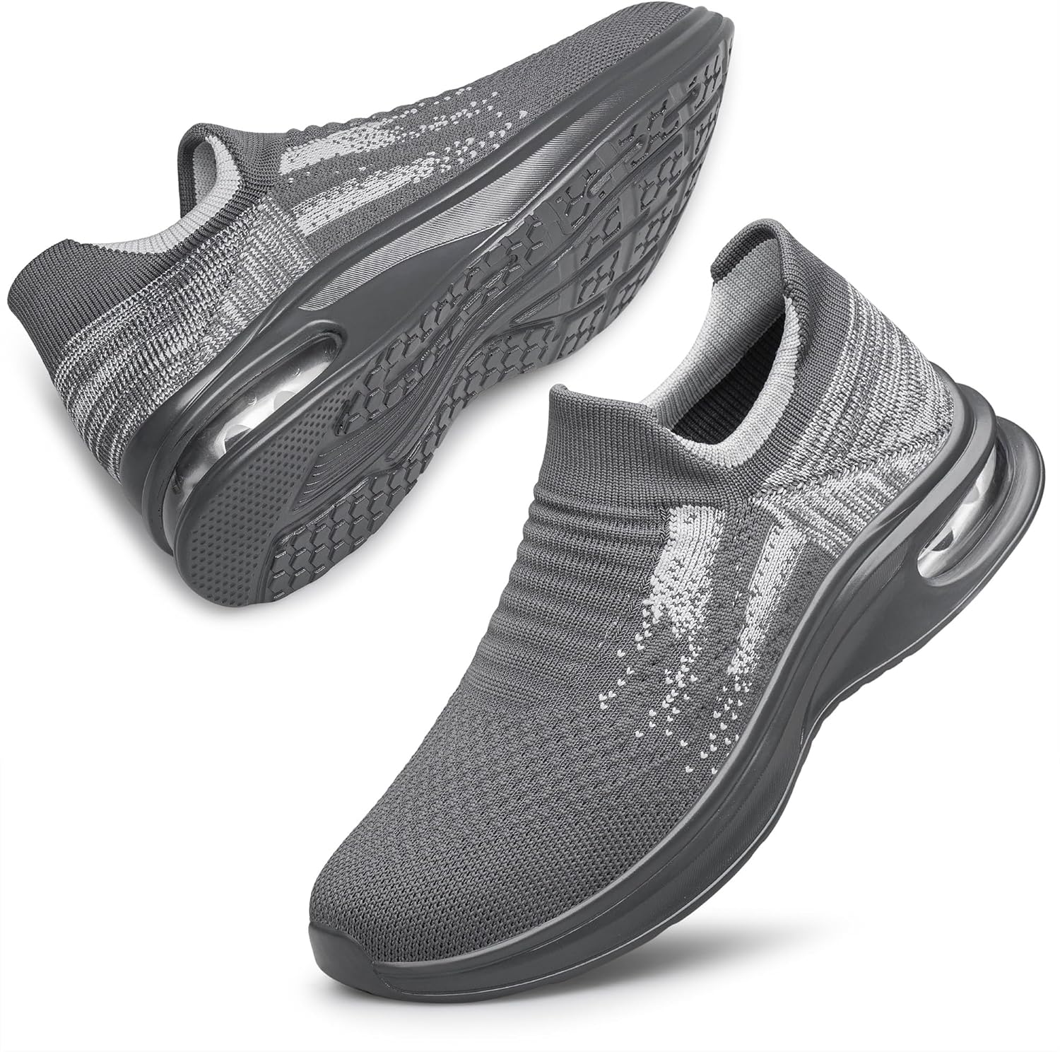 

Мужские легкие носочные кроссовки BNR, дышащие вязаные, без шнурков, для прогулок с воздушной амортизирующей подошвой, повседневные и комфортные, темно-серый