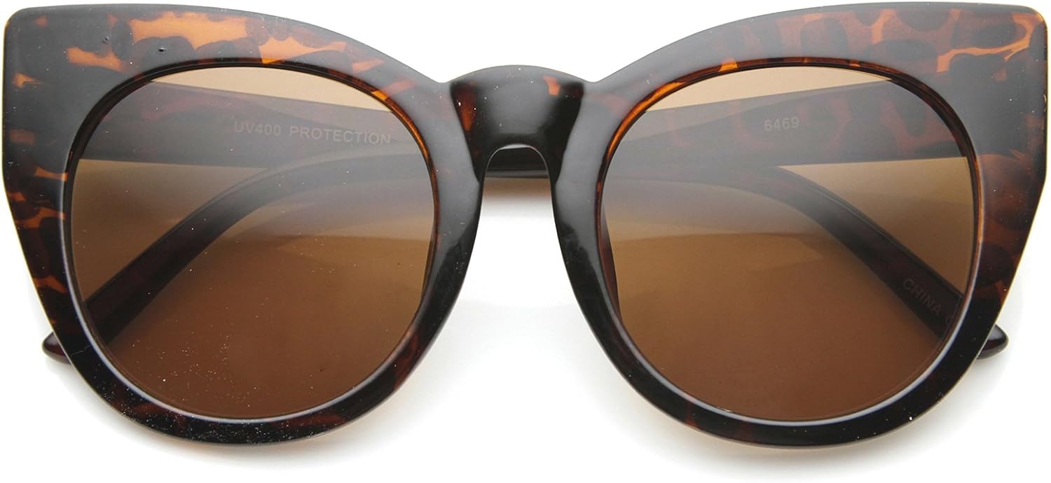 

Женские солнцезащитные очки большого размера в смелой оправе, круглые, в стиле «кошачий глаз» (блестящая черепаховая оправа/коричневый цвет) zeroUV, Shiny Tortoise / Brown