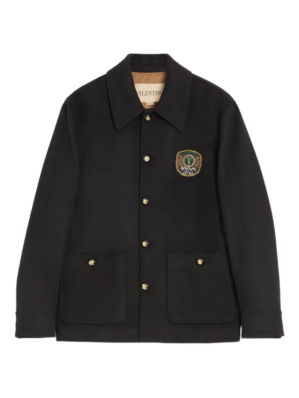 

Куртка-рубашка с накладными карманами и вышивкой Valentino Garavani, черный
