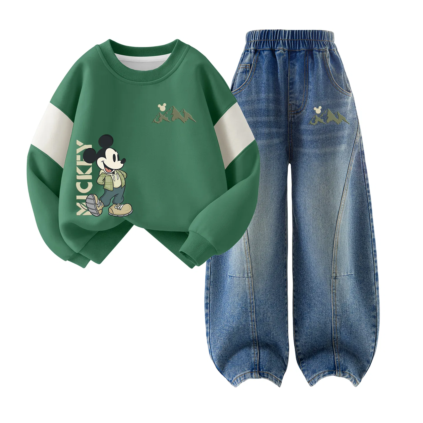 Детская спортивная одежда Casual с круглым вырезом Disney, Di Peak Summit K Forest Green+Di Mountain Peak K Denim Blue
