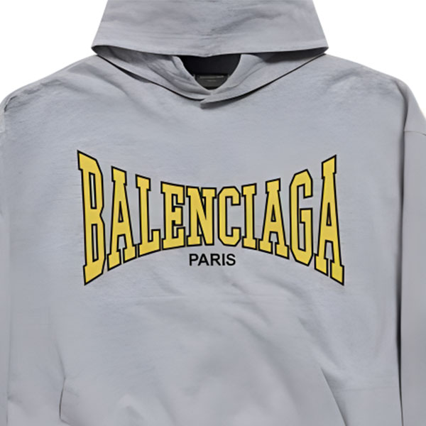 Толстовка с принтом лого Balenciaga, серая — фото 3