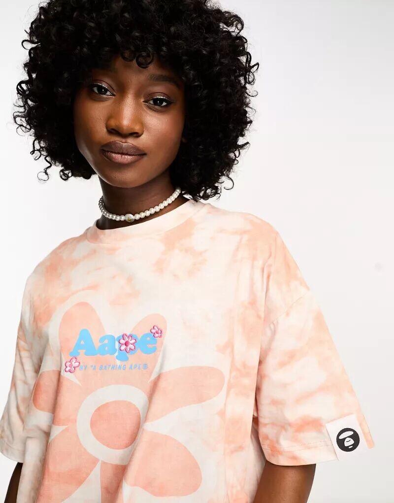 

Оранжевые футболки с принтом тай-дай Aape By A Bathing Ape