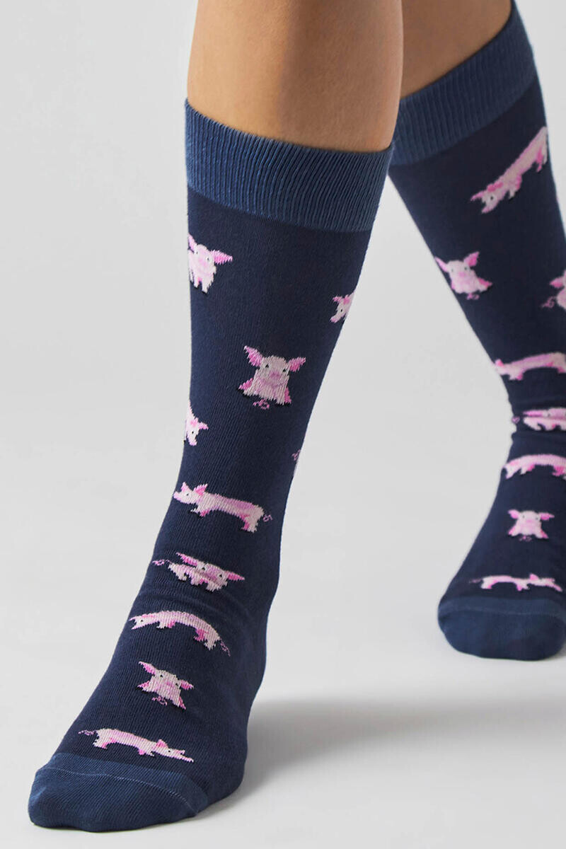 

Высокие носки из органического хлопка темно-синего цвета Besocks, синий