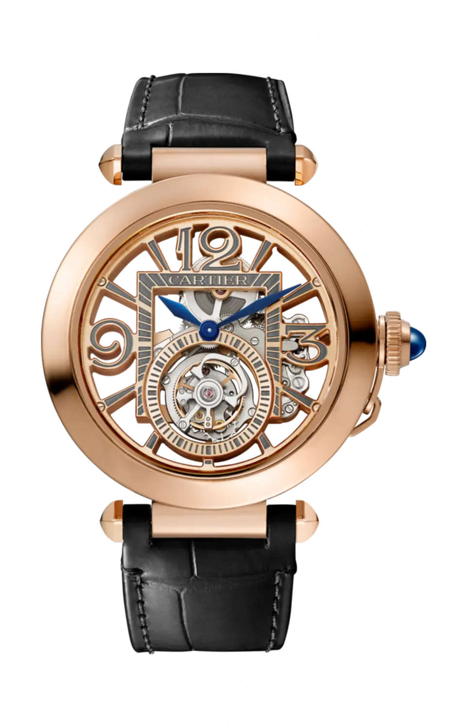 

Pasha de cartier 41 мм, ручной завод, розовое золото, скелетонизированный циферблат, турбийон, 2 сменных ремешка - whpa0006 CARTIER