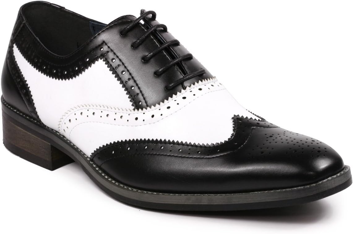 

Мужские двухцветные оксфорды Metrocharm MC118 с перфорированными крыльями и шнуровкой, белый/черный