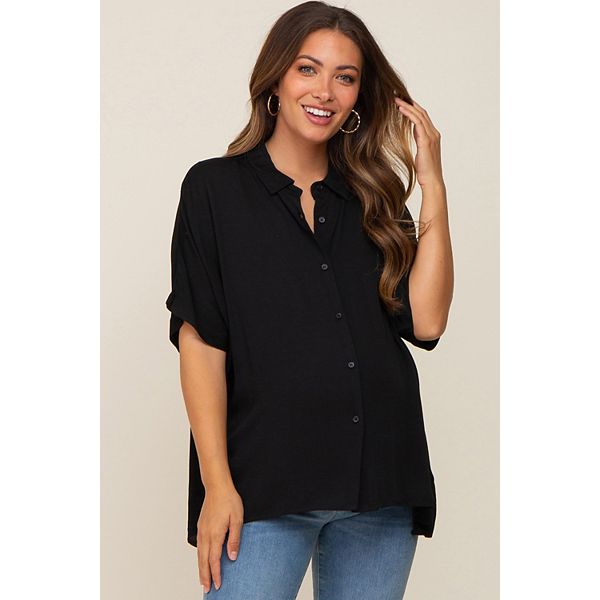 

Блузка с коротким рукавом и застежкой на пуговицах для беременных Pinkblush, Black