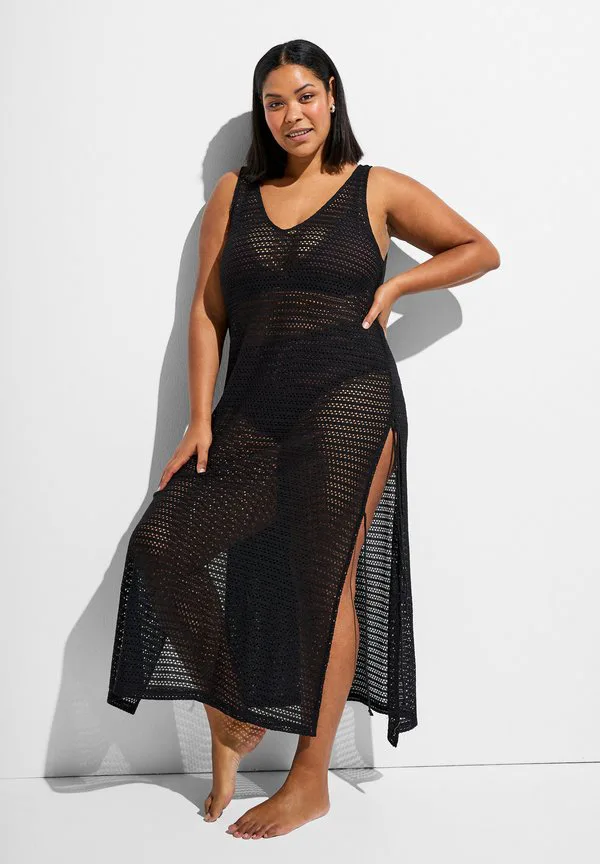 

Пляжные аксессуары ärmelloses mit lochstickerei und seitenschlitzen Zizzi, Black, Черный, Пляжные аксессуары ärmelloses mit lochstickerei und seitenschlitzen Zizzi, Black