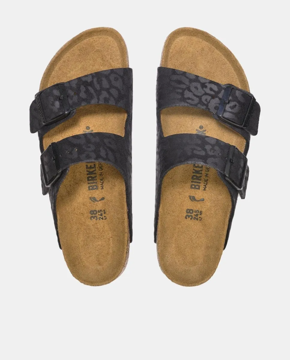 Женские сандалии из искусственной кожи с анималистическим принтом Birkenstock, черный — фото 3
