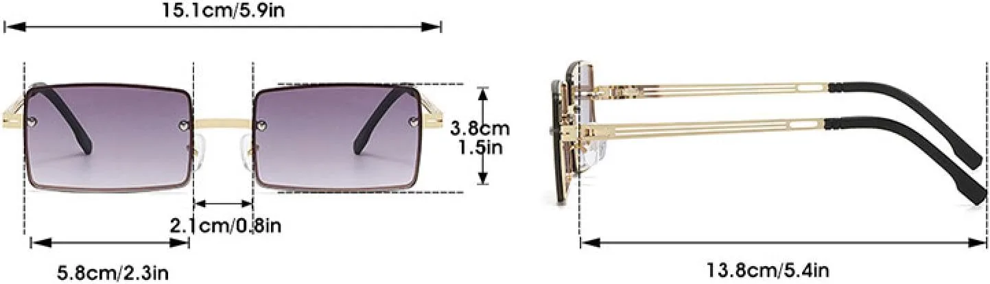 

Модные солнцезащитные очки без оправы для женщин, прямоугольные солнцезащитные очки с градиентным переходом цвета, защита от УФ-излучения UV400 HHZZYVY, Gold-brown