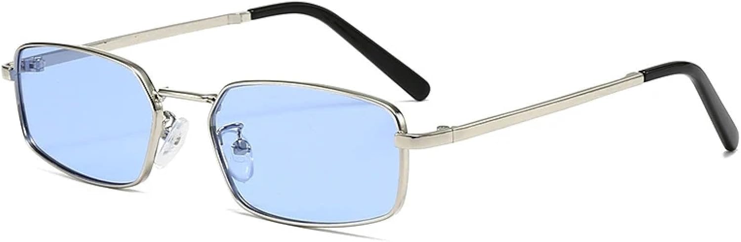 

Солнцезащитные очки с защитой от УФ-излучения UV400 для женщин и мужчин | Маленькая металлическая оправа, синие и розовые линзы | для занятий спортом на открытом воздухе DSVIGF, Silver Blue