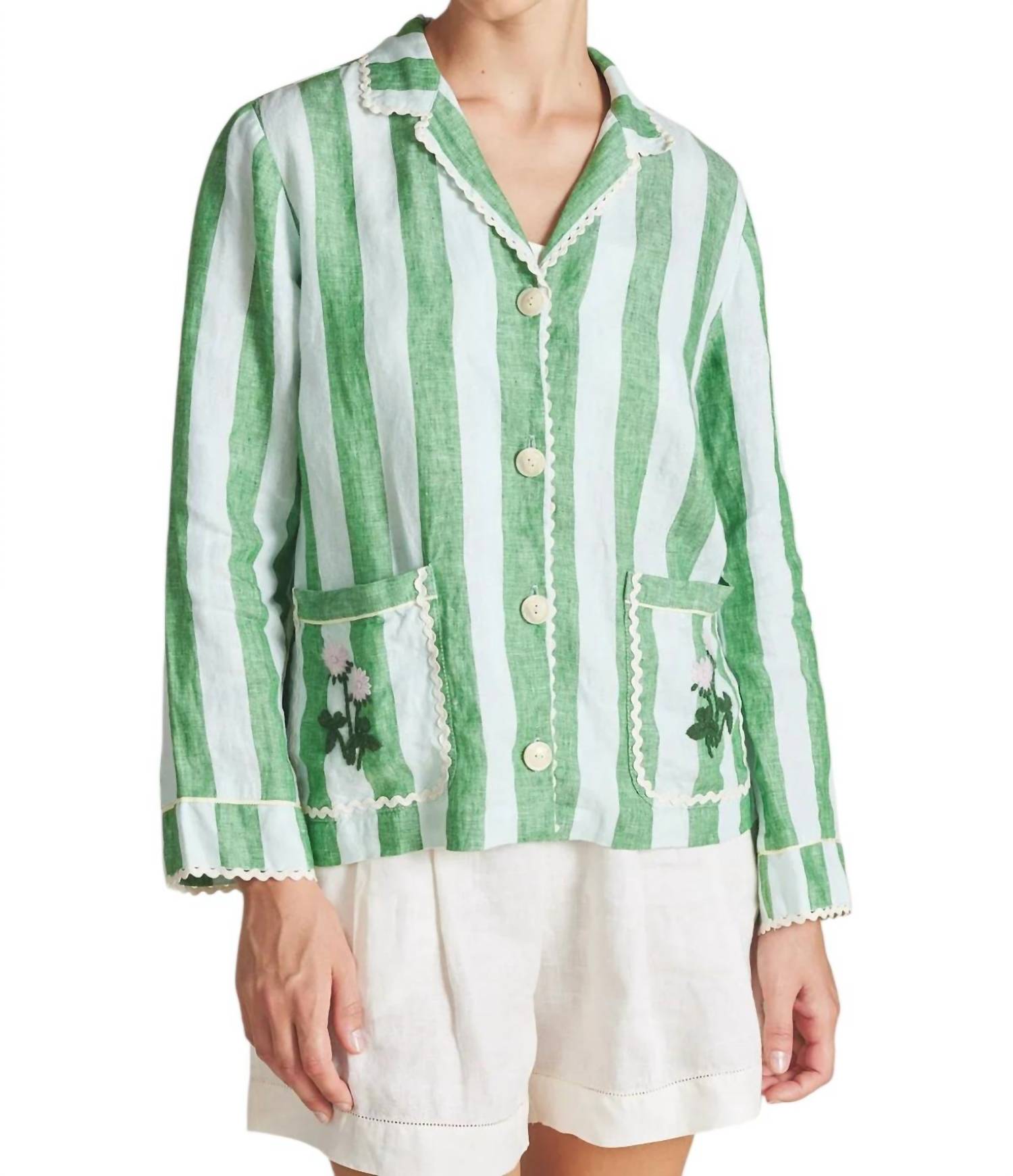

Куртка-рубашка Dylan в полоску алоэ TROVATA, цвет aloe stripe