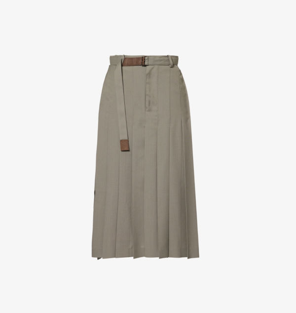 

Юбка миди с разрезом по низу и складками Box-Pleat Sacai, коричневый
