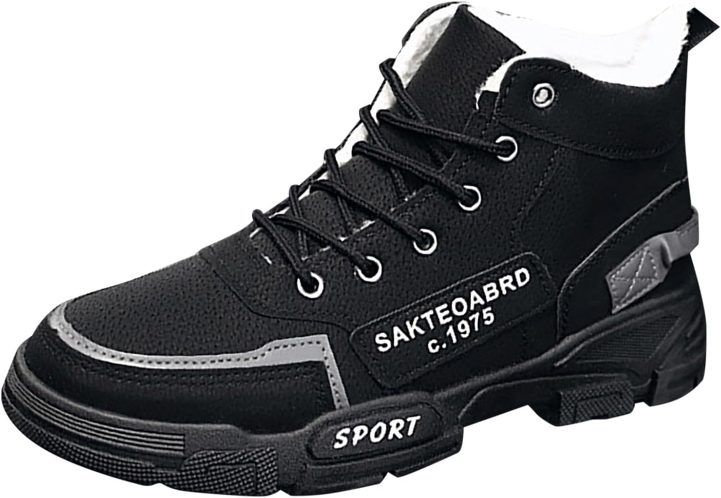 

Мужские зимние ботинки с меховой подкладкой, водонепроницаемые снежные ботинки, шнуровка, противоскользящие, на щиколотку, легкие спортивные обувь Generic, черный