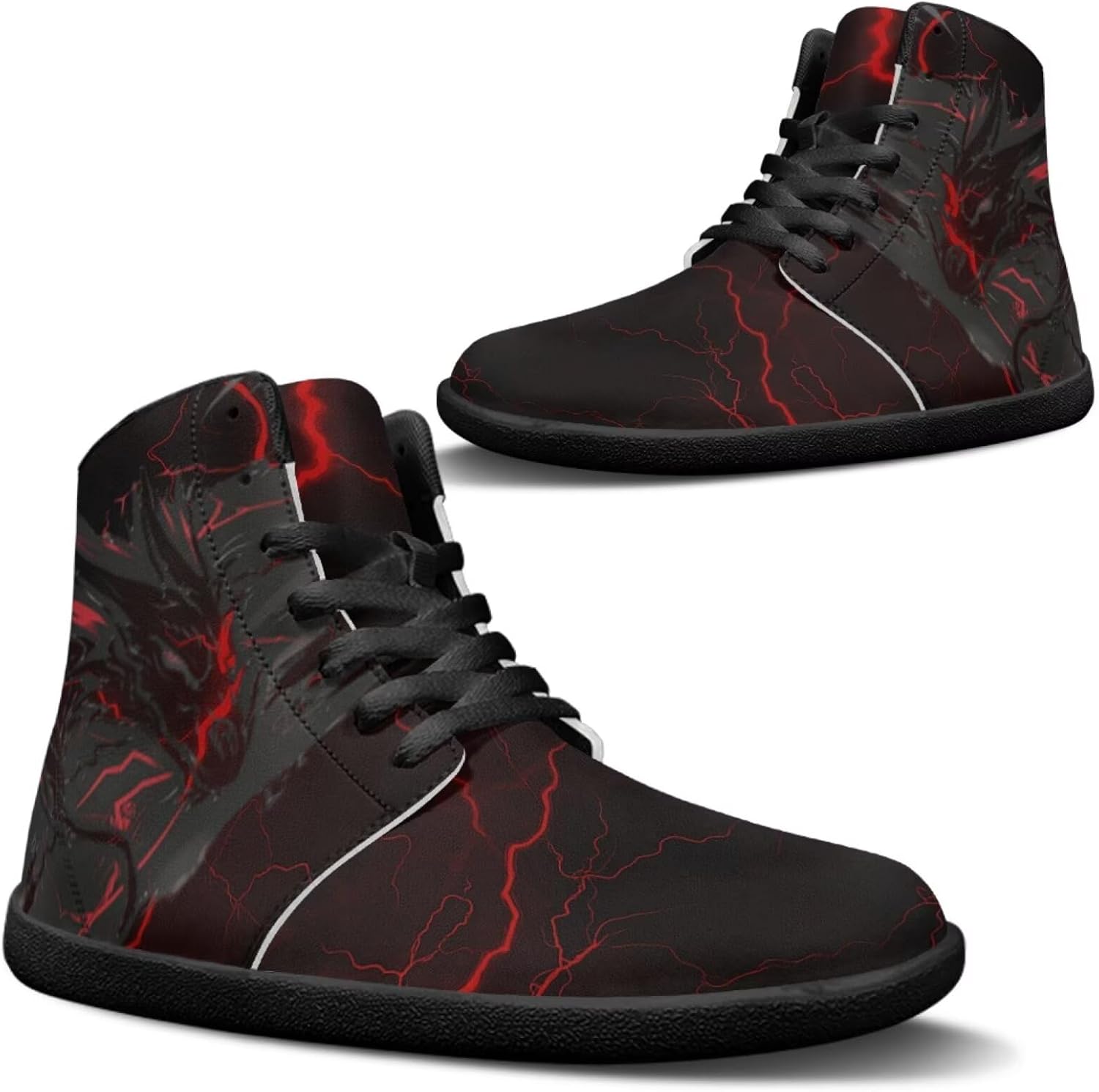 

Мужские высокие кроссовки Jeiento с широким размером, рисунок дракона, обувь-босоножки, повседневная обувь для прогулок, черный