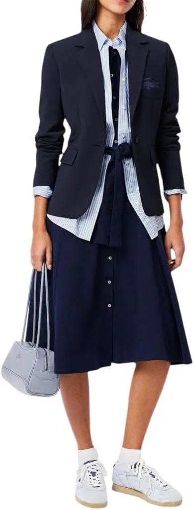 Рубашка Lacoste Oversized Popeline, gypsy blue/white — фото 4