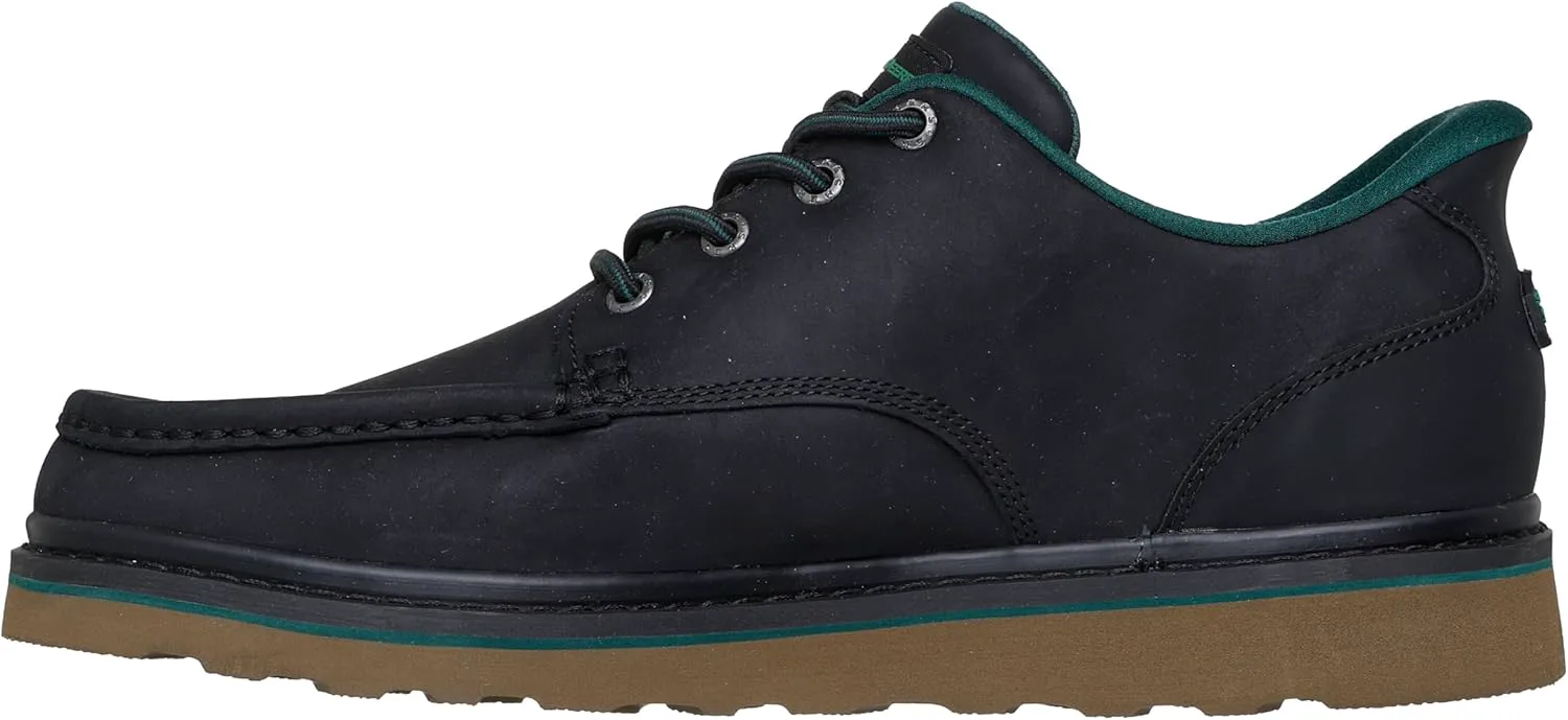 Мужские кожаные мокасины Skechers John Deere Brockman с эластичной застежкой, черный — фото 2