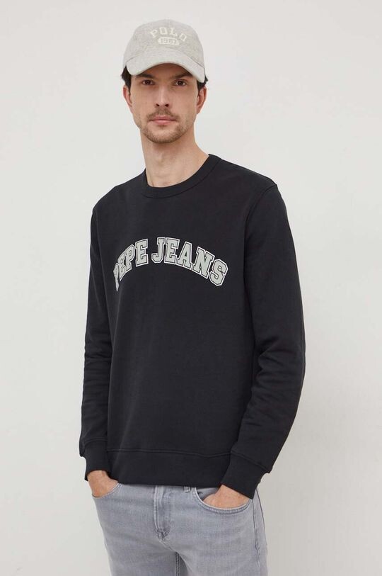 

Толстовка из хлопка с вороновым узором Pepe Jeans, черный