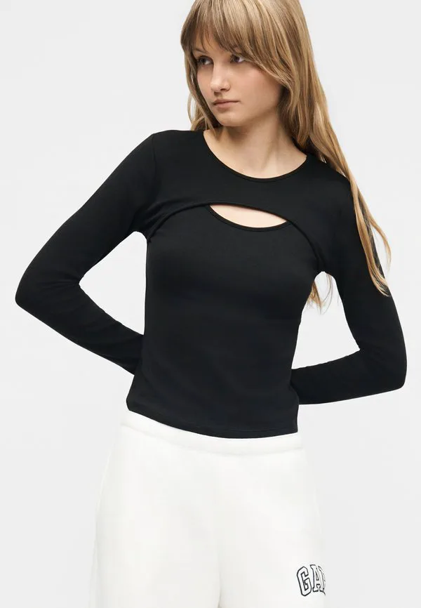 Футболка с длинными рукавами и вырезом логотипа Gap, Black — фото 4