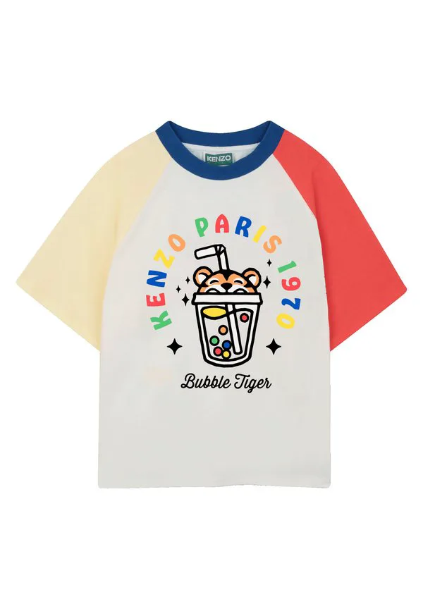 Футболка с принтом mit ärmeln und kontrastierendem Kenzo Kids, Offwhite