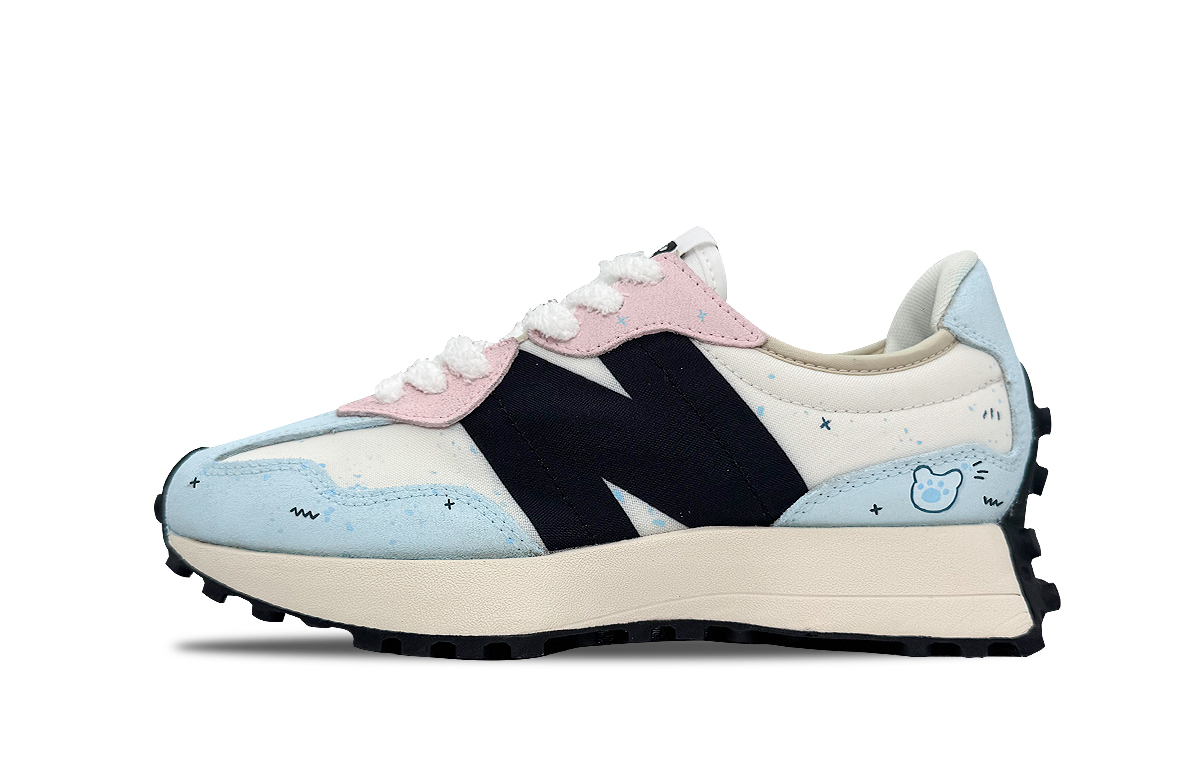 

New Balance NB 327 амортизирующие, дышащие и с широким покрытием низкие повседневные городские кроссовки для поездок на работу unisex синий розовый