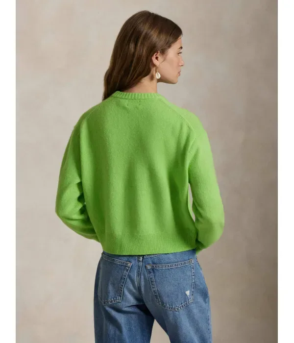 Шерстяной свитер relaxed fit Polo Ralph Lauren, лаймовый — фото 3
