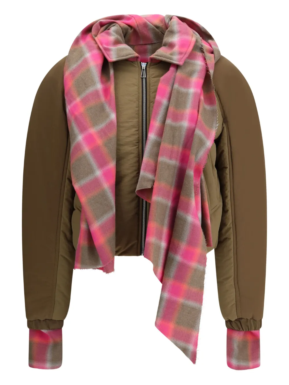 

Дутый пуховик с отделкой в клетку MARBELL, коричневый