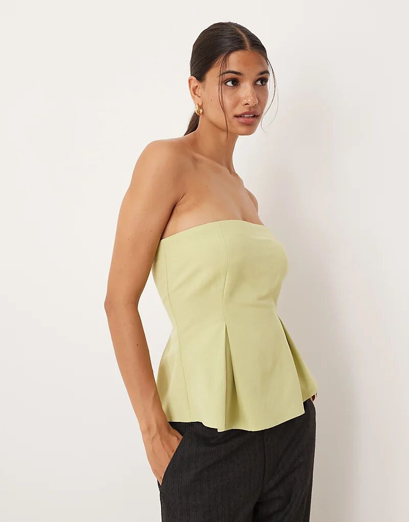 

Топ-бандо из льняной смеси ASOS DESIGN с завышенной талией, цвет шалфейно-зеленый