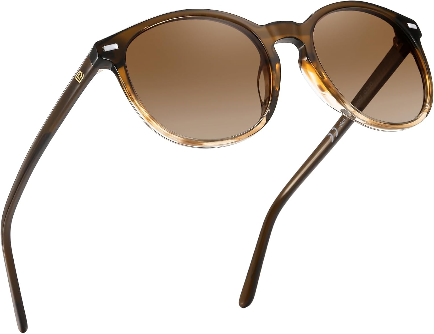 

Женские поляризованные солнцезащитные очки DUCO, ретро-круглые женские солнцезащитные очки, классический винтаж, защита от УФ-излучения UV400, модель DC1230, Gradient Brown Frame Brown Lens