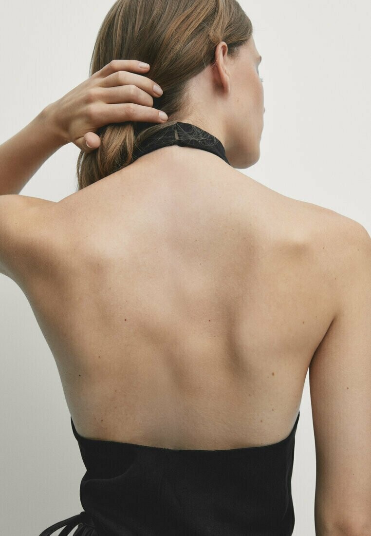 

Блузка Halter With Gathered Detail Massimo Dutti, черная