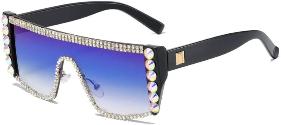 

Женские солнцезащитные очки MUTYNE, цельные солнцезащитные очки в винтажном стиле с крупными стразами и плоской верхней частью, украшенные кристаллами, C5