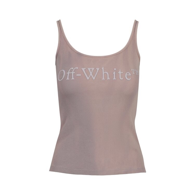 

Топ Off-White Logo Printed Straight Hem Tank Top, бежевый