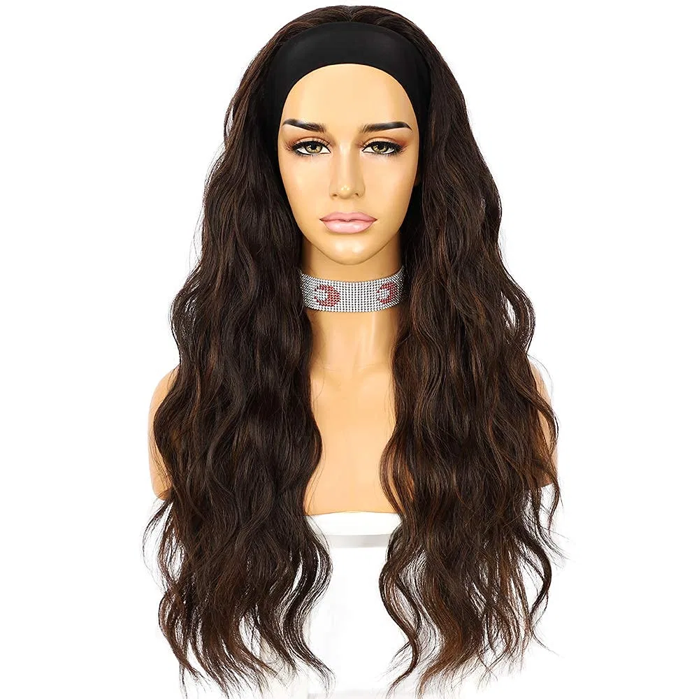 Женский парик «Body Wave» с повязкой, синтетический, длинный, волнистый Sapphirewigs, Wavy Brown — фото 3