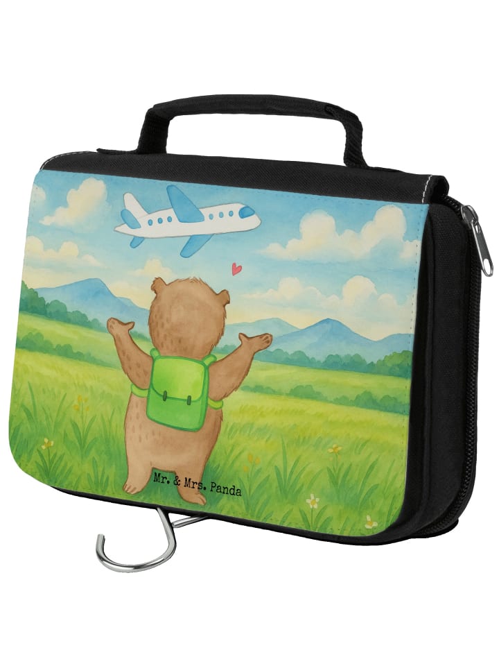 

Mr. & Mrs. Panda Косметичка с изображением медведя и самолета, без надписи, белого цвета