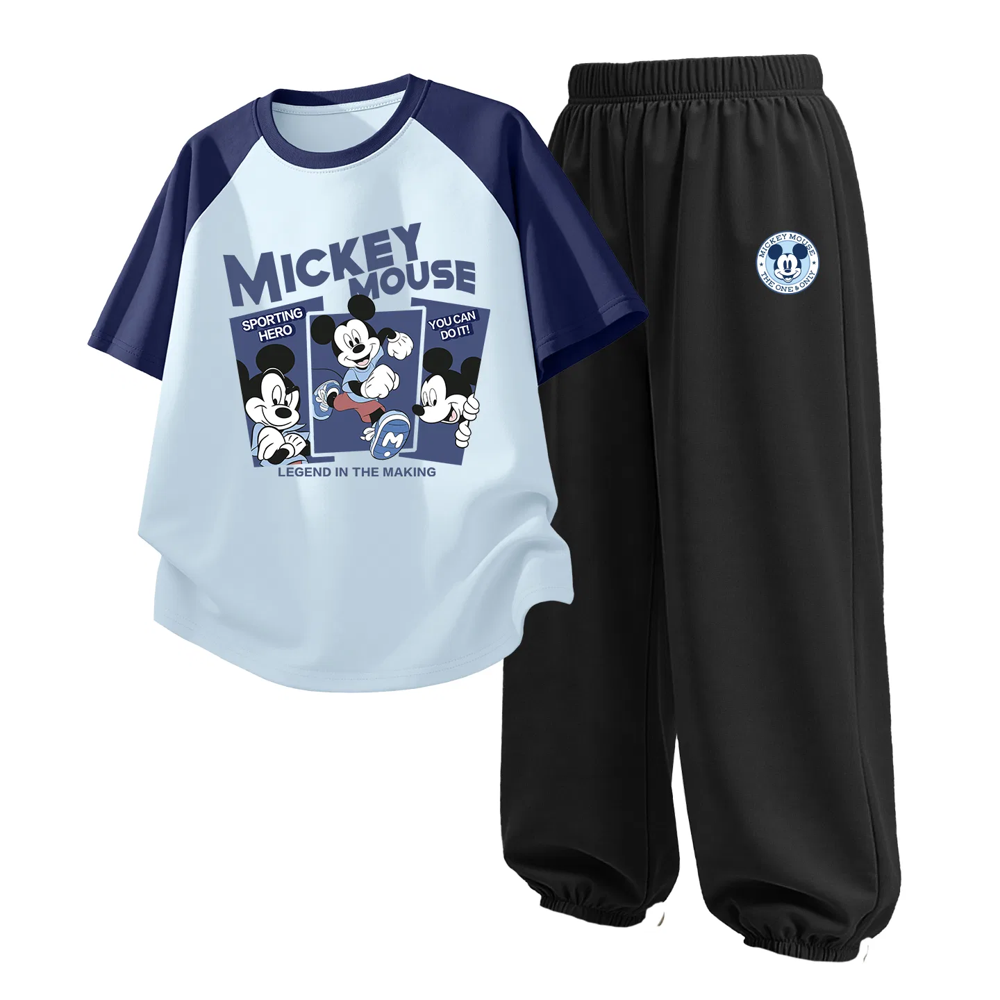 Детский спортивный костюм Casual Sportswear 2 Piece Set Disney, Indigo Joy Sunny Blue+Indigo Round Logo Mickey Mouse K Black