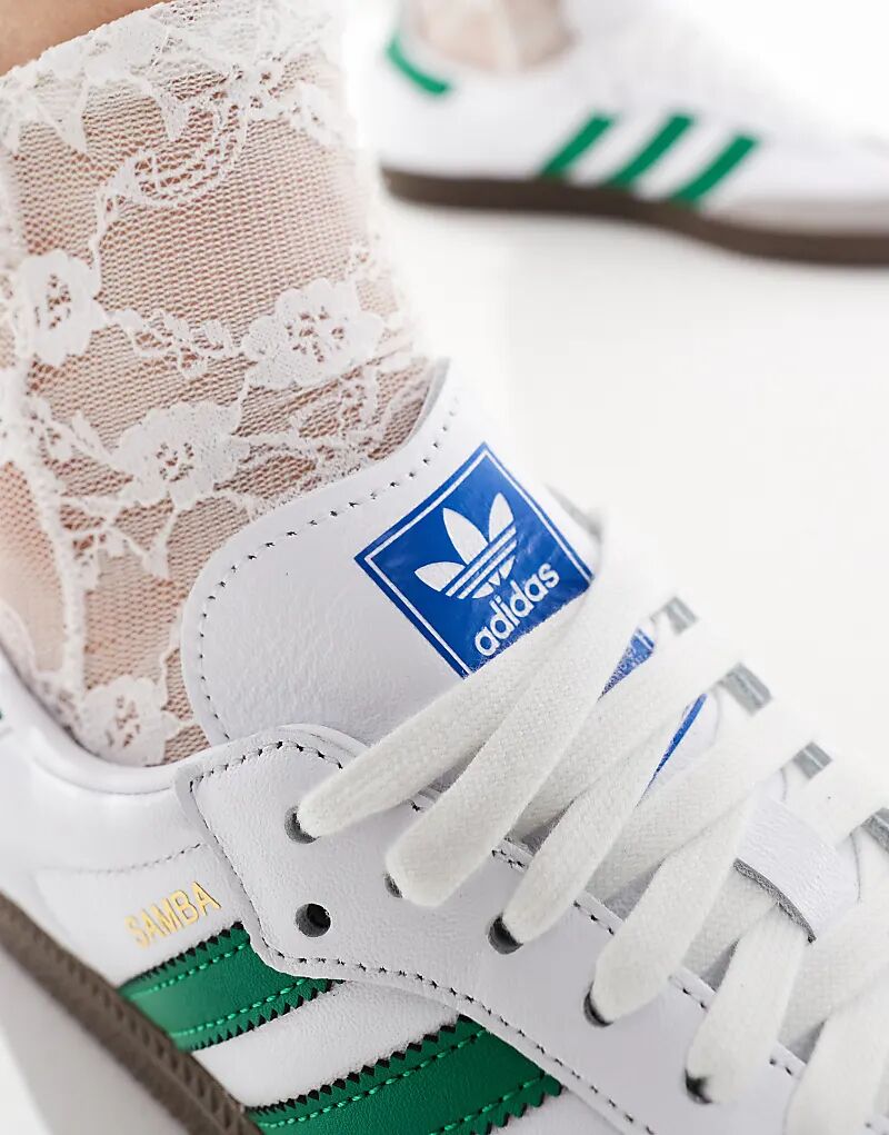 Кроссовки Samba OG белого и зеленого цвета adidas Originals — фото 3