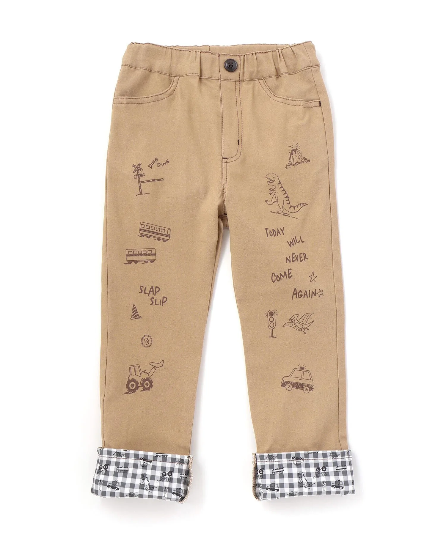 Брюки из эластичной саржи с подвернутым низом и принтом (80-130 см) SLAP SLIP, Beige — фото 3