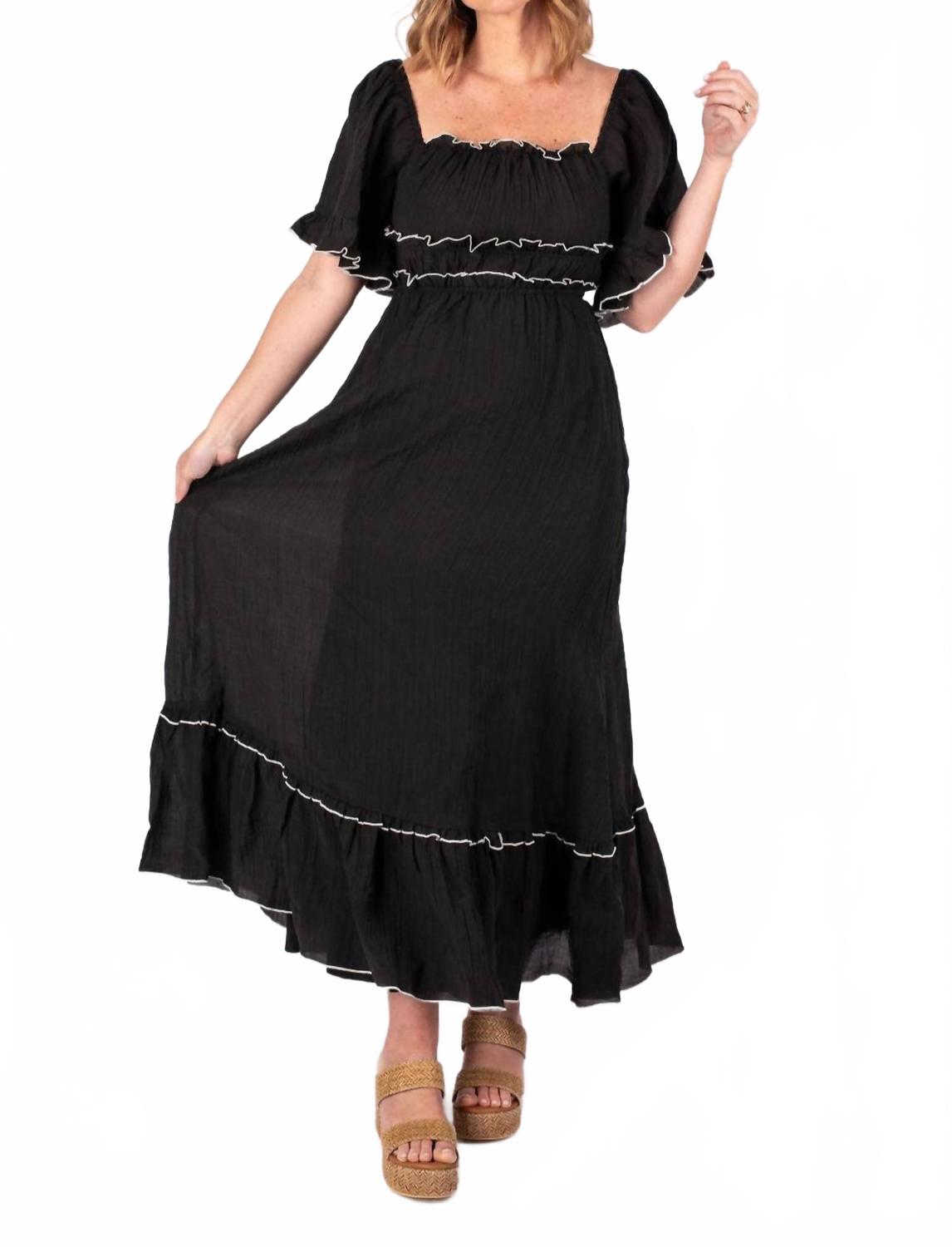 

Брюки с коротким рукавом макси-платье в черно-кремовой гамме Klesis