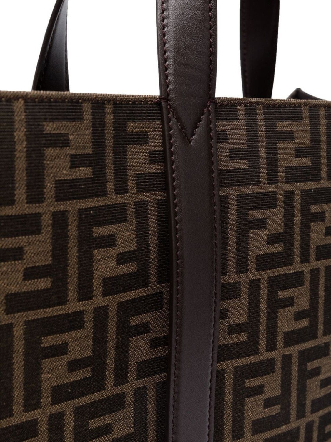 Жаккардовая сумка-тоут с логотипом FF FENDI, коричневый — фото 4